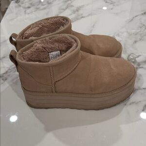 UGG Women's Beige Suede Platform Boots